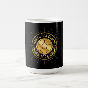 Mug Emblème de football doré 2026   Mexique États-Unis