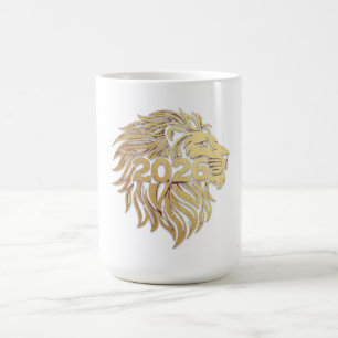 Mug Emblème de tête de lion royal avec feuille d'or 20