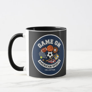 Mug Emblème graphique de collage Game On Sports.