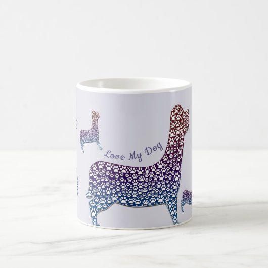 Mug Embossed Indigo Gradient Paw Print Dog Outline (Centre)