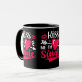 Mug Embrasse-moi Je suis célibataire Saint-Valentin (Devant gauche)