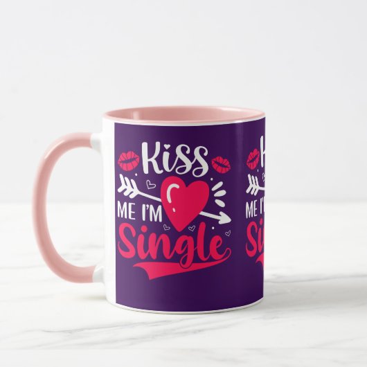 Mug Embrasse-moi Je suis célibataire Saint-Valentin (Gauche)