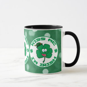 Mug Embrasse-moi Je suis Irlandais Clover Face Green B