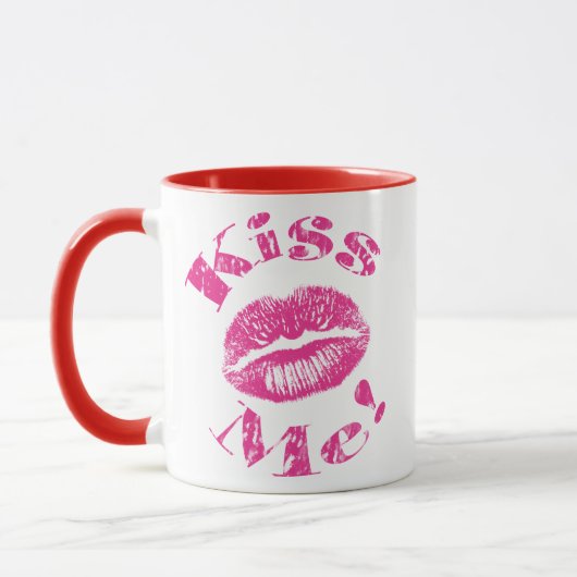 Mug Embrasse-moi ! Lèvres roses (Gauche)