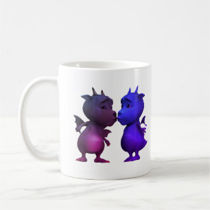 Mug Embrasse-moi vite Mignon Dragon Bébé Bleu et Rose