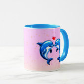 Mug Embrasser l'amour des dauphins (Devant droit)
