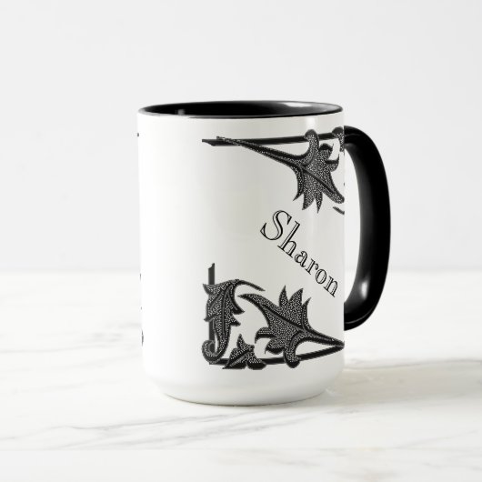 Mug - Embrassés et nom en noir (Devant droit)