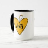 Mug Embroyer l'amour et la paix ・ jaune ・ (Devant gauche)
