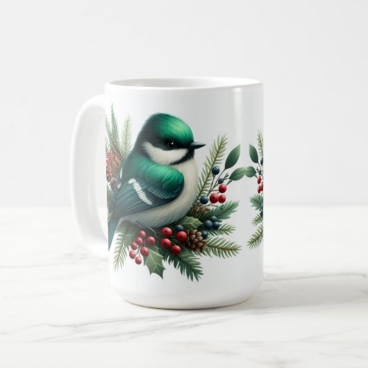 Mug Emerald Birds and Berries Holiday Motif (Devant gauche)