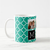 Mug Emerald & Black Instagram 5 Photo Collage Monogram (Gauche)