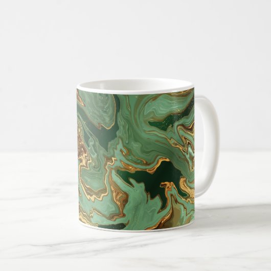 Mug Emerald Elegance : Gold Marble Luxe (Devant droit)