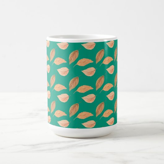 Mug Emerald Green Brown Feuilles en chute libre (Centre)