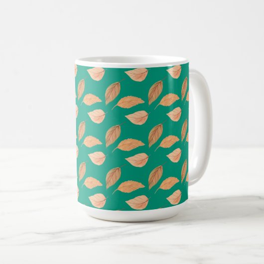 Mug Emerald Green Brown Feuilles en chute libre (Devant droit)