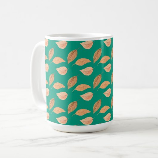 Mug Emerald Green Brown Feuilles en chute libre (Devant gauche)