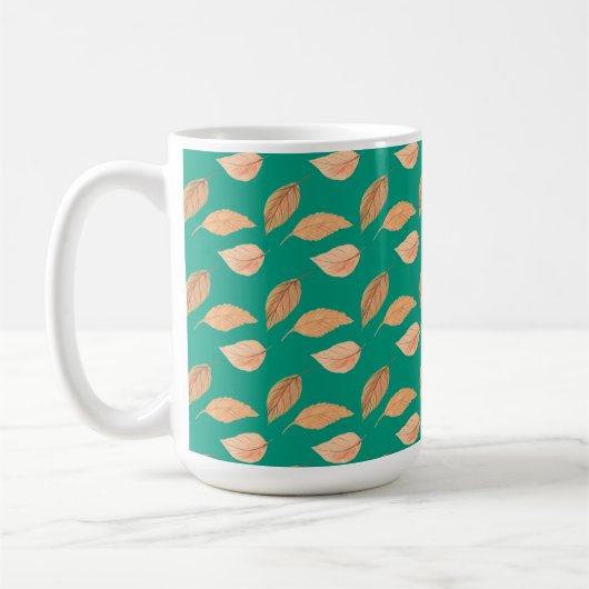 Mug Emerald Green Brown Feuilles en chute libre (Gauche)