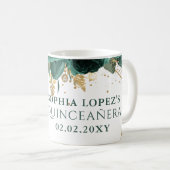 Mug Emerald Green Floral Princess Quinceanera (Devant droit)