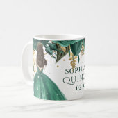 Mug Emerald Green Floral Princess Quinceanera (Devant gauche)