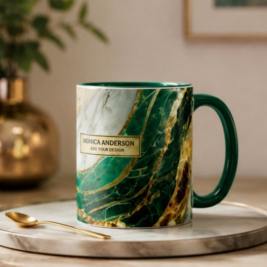 Mug Emerald Green Gold Marble Metallic Luxury Geode