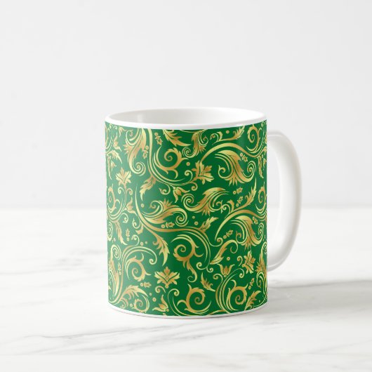 Mug Emerald Green Golden Scrollwork (Devant droit)