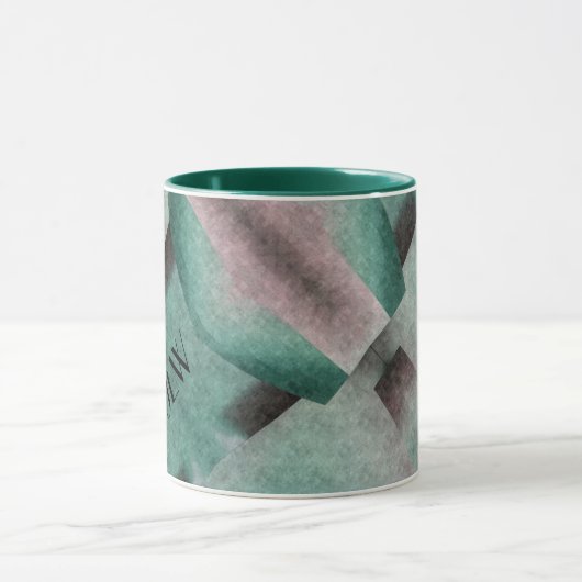 Mug Emerald Green Rose Art Déco Abstrait avec Initiale (Centre)