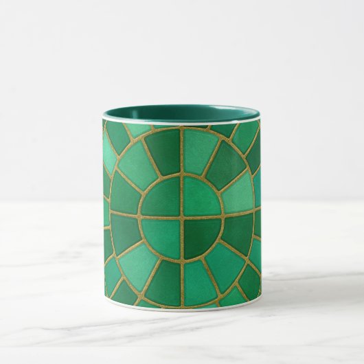 Mug Emerald Mosaic Circle Pattern Art (Centre)