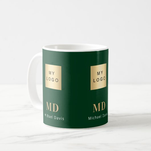 Mug Emerald vert or monogramme nom entreprise logo (Devant gauche)