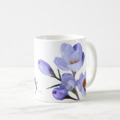 Mug Emily nom personnalisable joli bleu crocus floral (Devant droit)