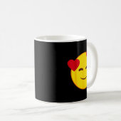 Mug Emoji Floating Hearts Yellow Smile Face (Devant droit)