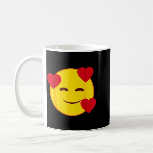 Mug Emoji Floating Hearts Yellow Smile Face (Gauche)
