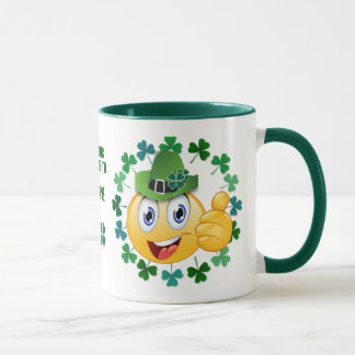 Mug Emoji irlandais mignon personnalisé avec Shamrock
