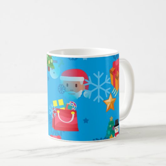 Mug émoticône de Noël bleu (Devant droit)
