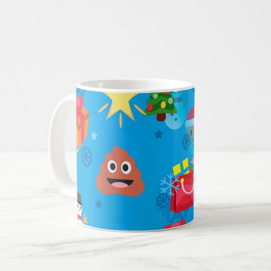 Mug émoticône de Noël bleu (Devant gauche)
