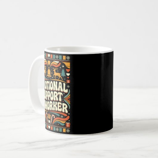Mug Emotional Suprt Coworker Funny Ugly Christmas Swea (Devant gauche)