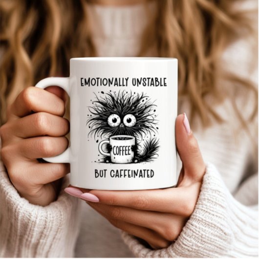 Mug Émotionnellement instable, mais caféiné drôle Chat