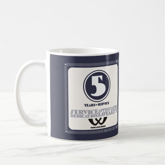 Mug Employé de couleur personnalisé 5 années de servic (Gauche)