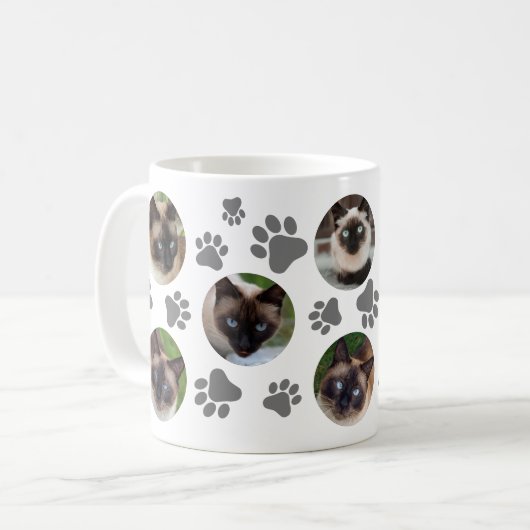 Mug Empreinte de chat gris 8 Photo Collage (Devant gauche)