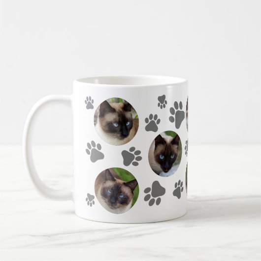 Mug Empreinte de chat gris 8 Photo Collage (Gauche)