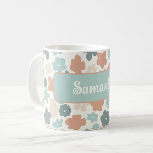 Mug Empreinte de fleurs pastel retro Boho (Devant gauche)