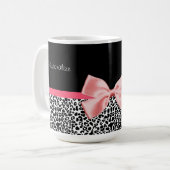 Mug Empreinte de léopard à la mode et ruban rose avec (Devant gauche)