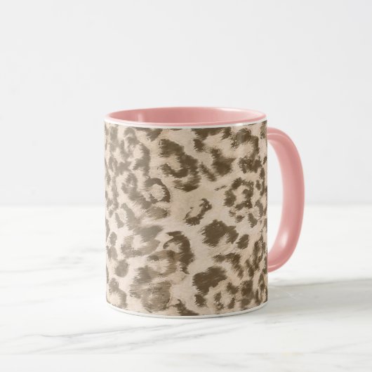 Mug Empreinte de léopard beige. (Devant droit)