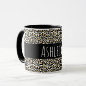 Mug Empreinte de léopard Black Gold personnalisé (Devant gauche)