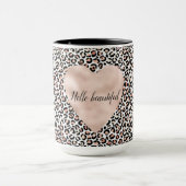 Mug Empreinte de léopard blanc noir rose (Centre)
