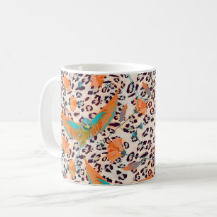 Mug Empreinte de léopard branché, oiseaux de paradis
