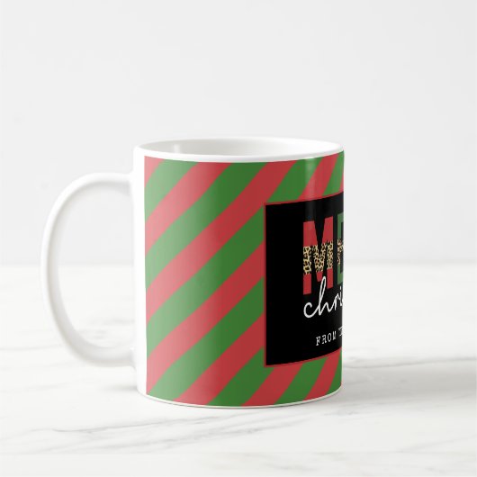 Mug Empreinte de léopard de Noël moderne Red Green Str (Gauche)