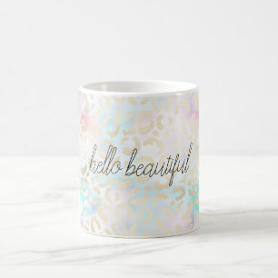 Mug Empreinte de léopard d'or à la menthe rose Aqua   