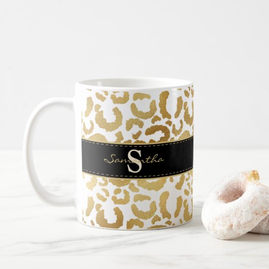 Mug Empreinte de léopard d'or personnalisé (Avec donut)