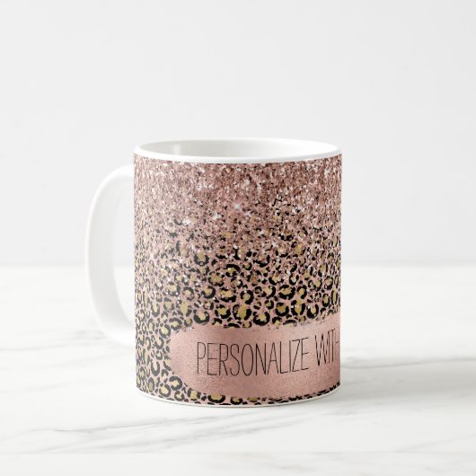 Mug Empreinte de léopard d'or rose (Devant gauche)