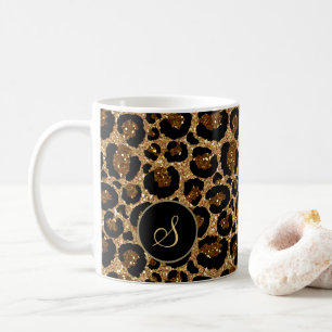 Mug Empreinte de léopard élégant avec monogramme pe