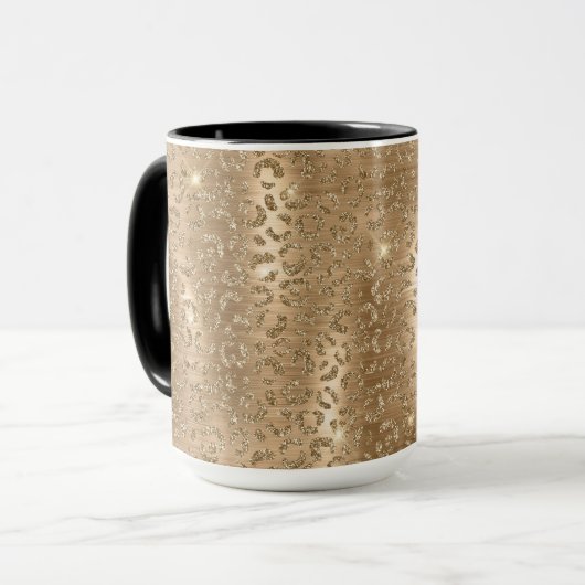 Mug Empreinte de léopard Gold Glam Parties scintillant (Devant gauche)