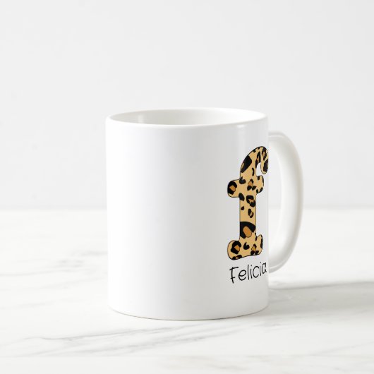 Mug Empreinte de léopard initial f minuscule et nom (Devant droit)